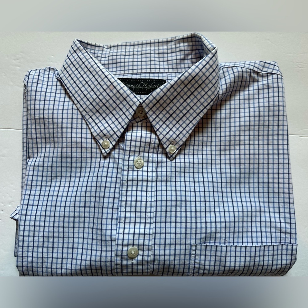 Kenneth Roberts Platinum‎ Blue Pin Stripe Long Sleeve Botton Down Shirt